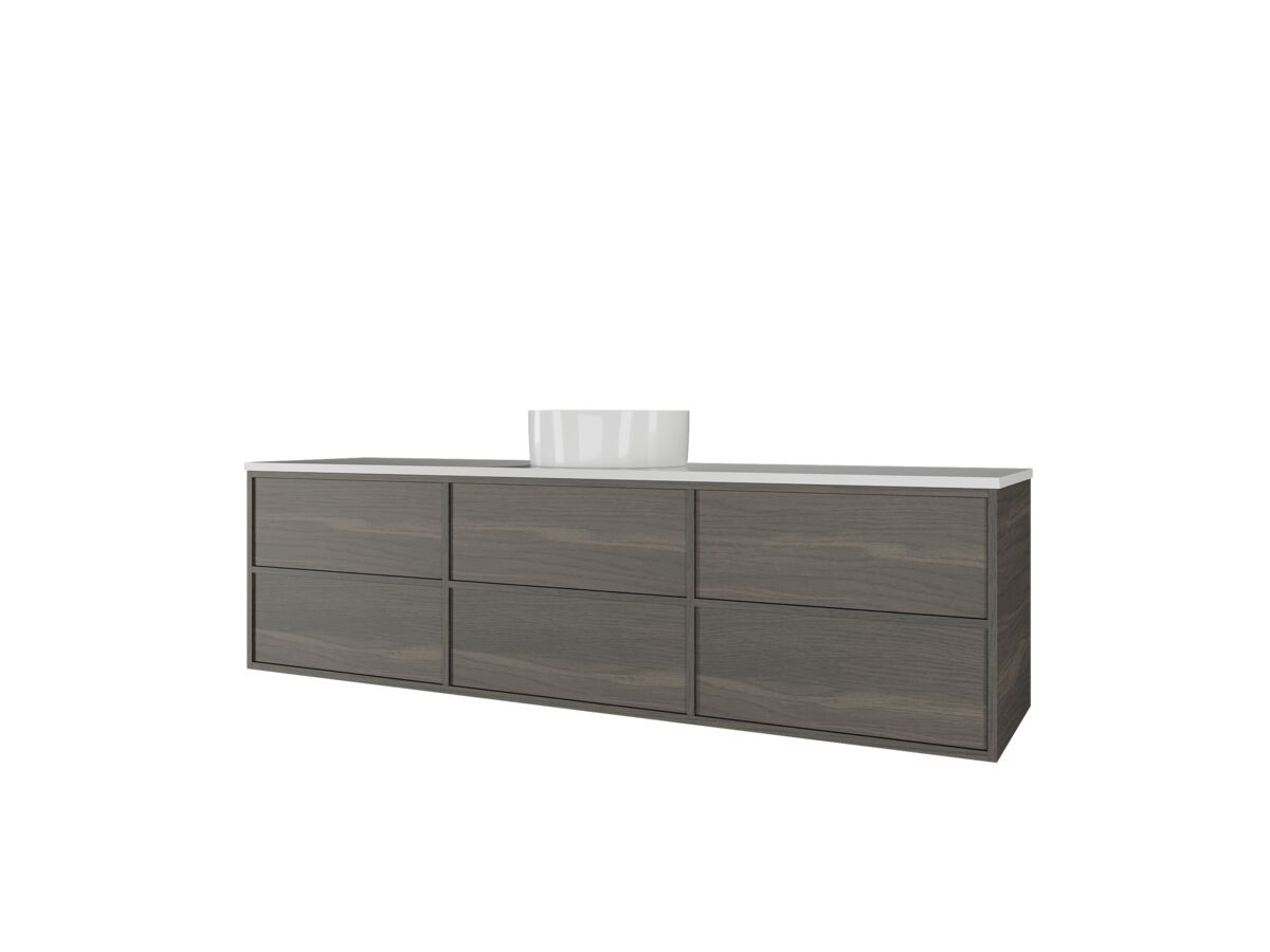 Reece Kado Aspect Wall Hung Vanity Unit 1800mm Single Bowl 6 Drawer Corian 20mm Top