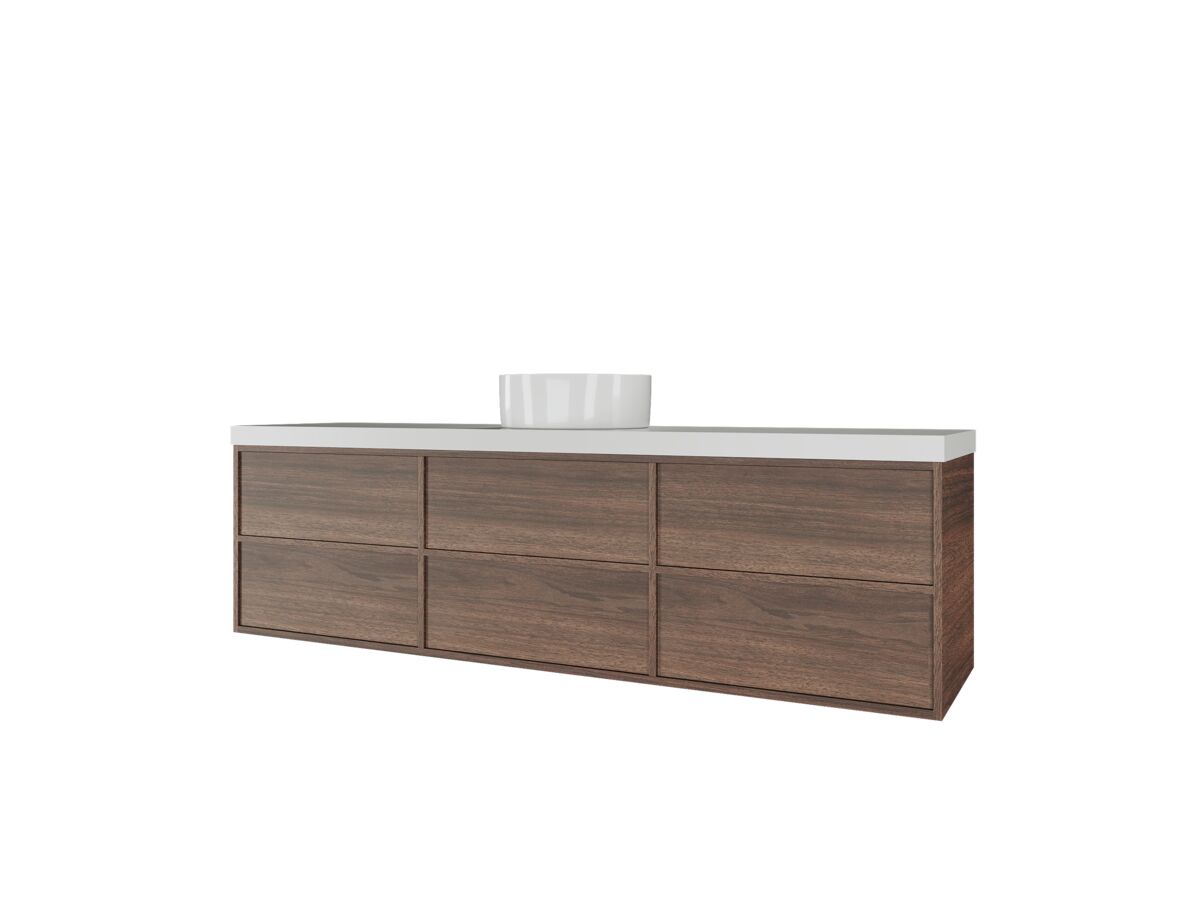 Reece Kado Aspect Wall Hung Vanity Unit 1800mm Single Bowl 6 Drawer Corian 50mm Top