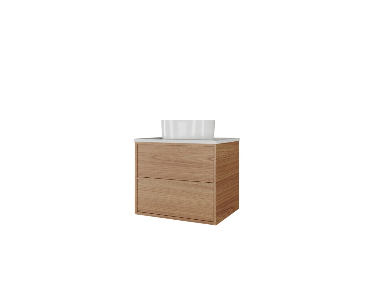 Reece Kado Aspect Wall Hung Vanity Unit 600mm 2 Drawer Caesarstone Mineral 20mm Top