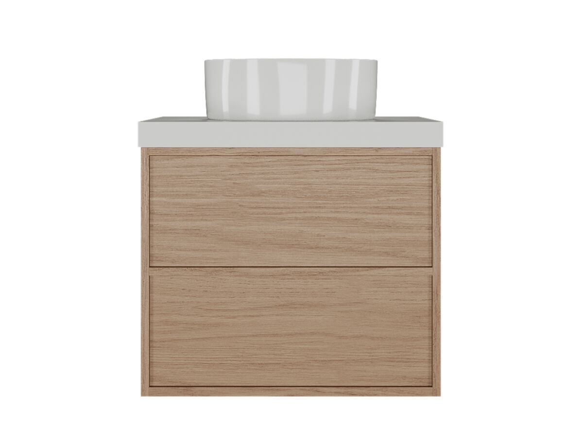 reece Kado Aspect Wall Hung Vanity Unit 600mm 2 Drawer Caesarstone Mineral 50mm Top