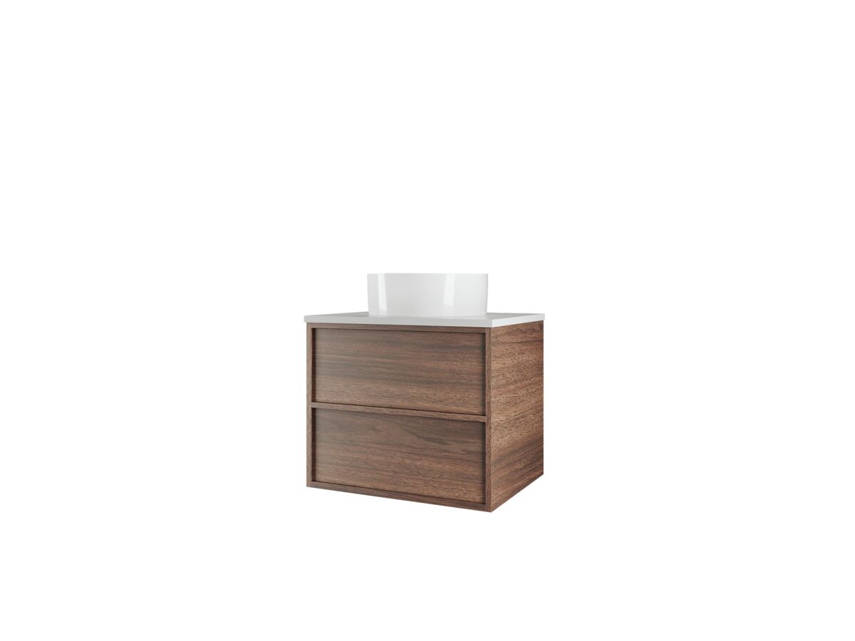 Reece Kado Aspect Wall Hung Vanity Unit 600mm 2 Drawer Caesarstone Mineral 20mm Top