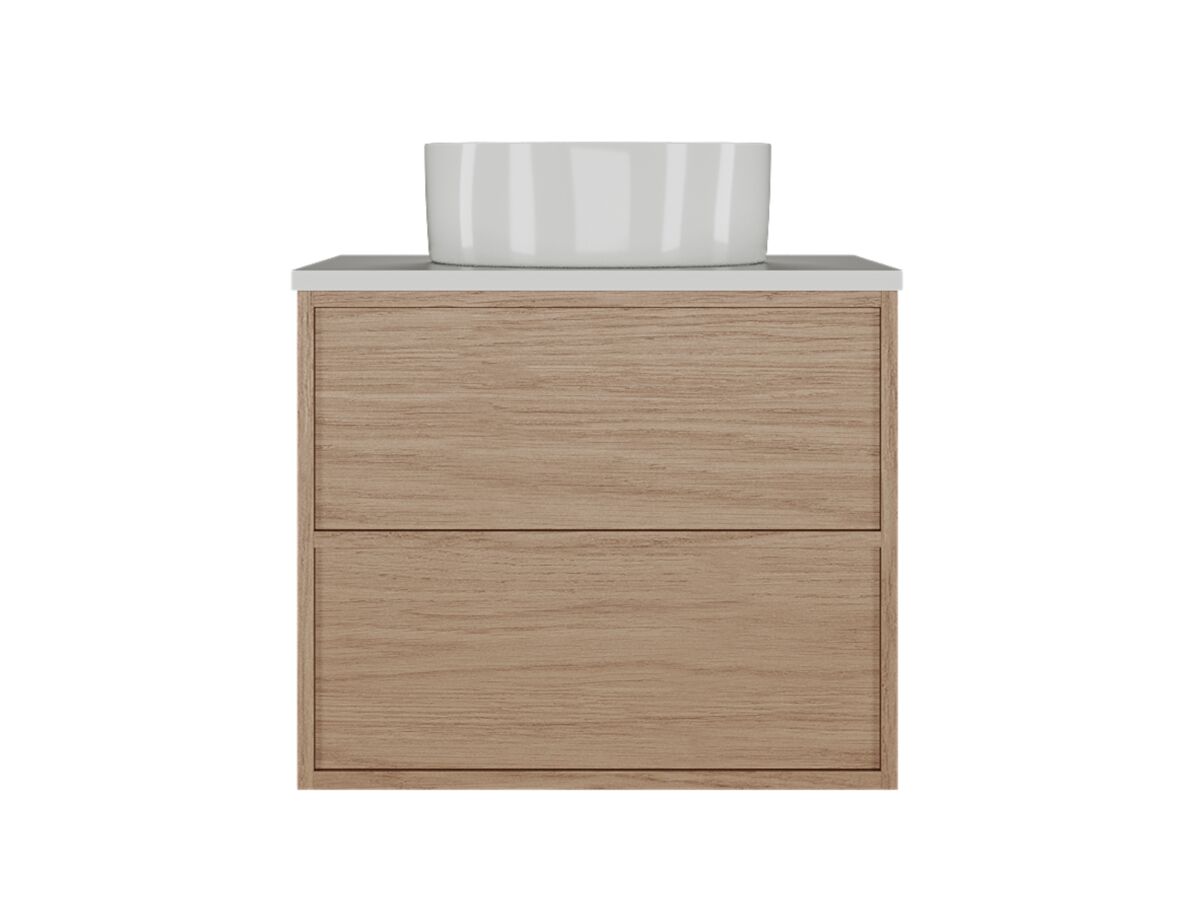 reece Kado Aspect Wall Hung Vanity Unit 600mm 2 Drawer Caesarstone Mineral 20mm Top