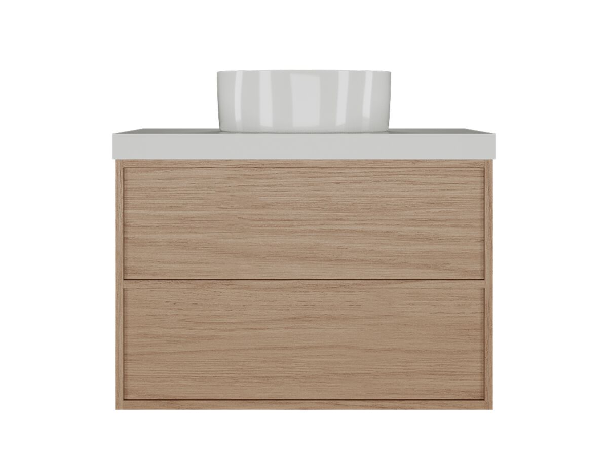 reece Kado Aspect Wall Hung Vanity Unit 750mm 2 Drawer Caesarstone Mineral 50mm Top