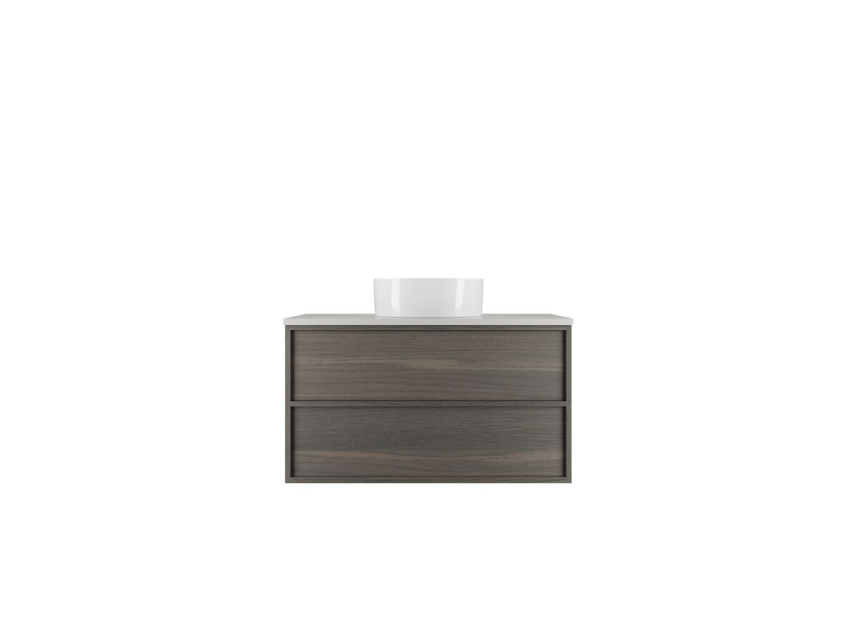 Reece Kado Aspect Wall Hung Vanity Unit 900mm 2 Drawer Caesarstone Mineral 20mm Top