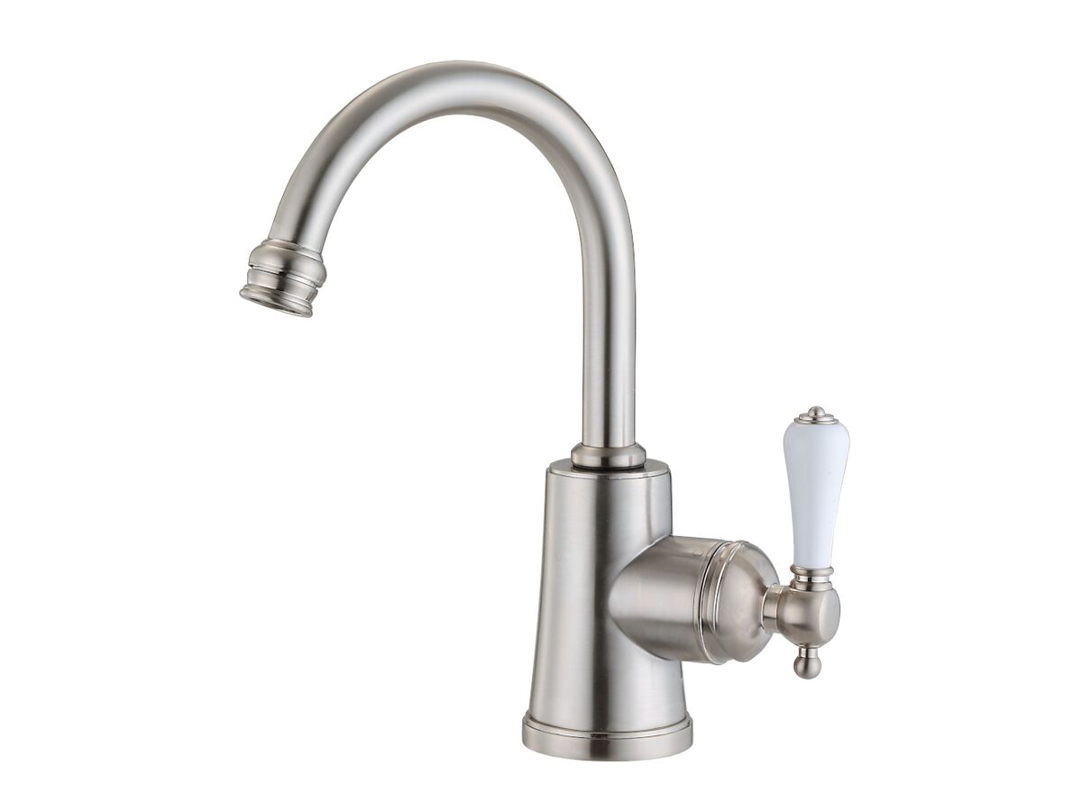 reece Kado Era Basin Mixer Porcelain Handle Brushed Nickel (5 Star)