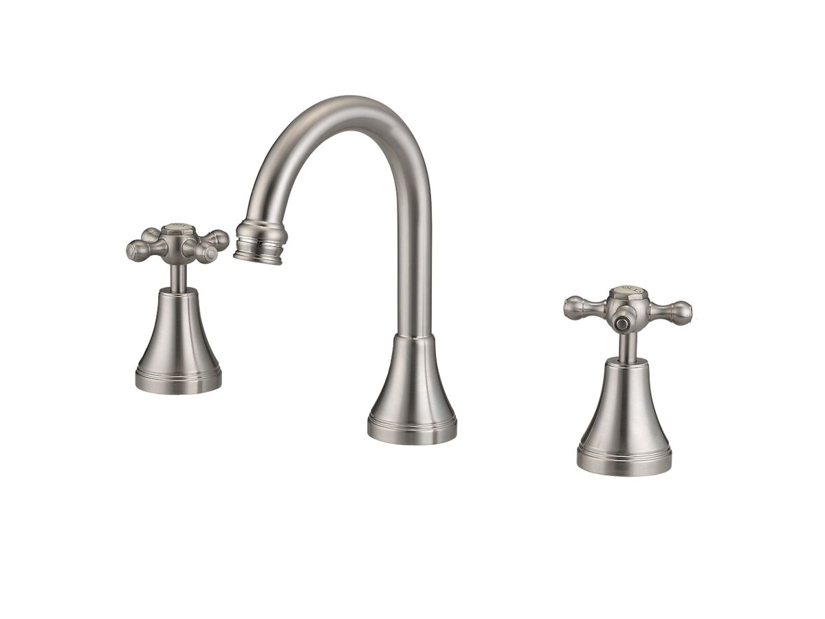 reece Kado Era Basin Set Fixed Cross Handles Brushed Nickel (5 Star)