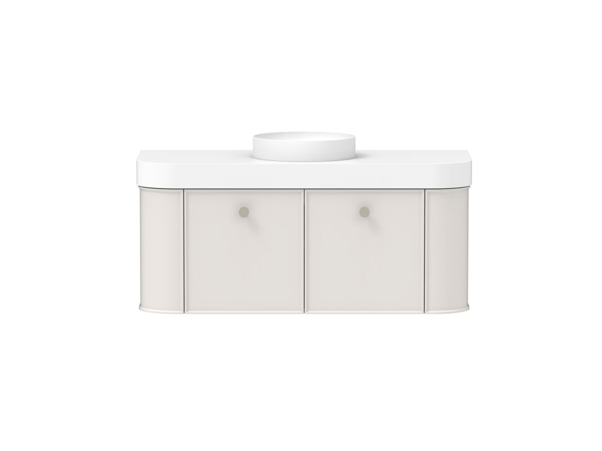 Reece Kado Era Double Curve All Door 1200mm Wall Hung Vanity Centre Basin 90mm Durasein Top