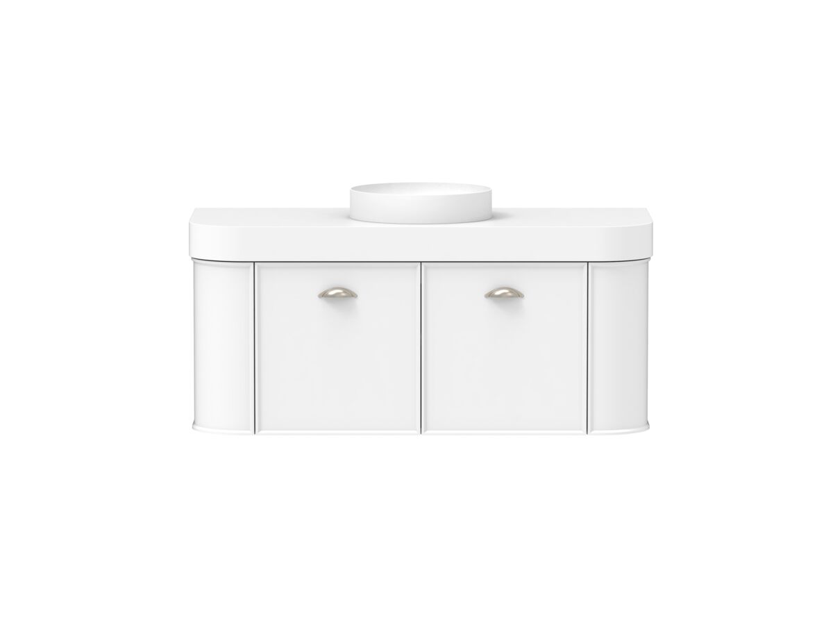 Reece Kado Era Double Curve All Door 1200mm Wall Hung Vanity Centre Basin 90mm Durasein Top