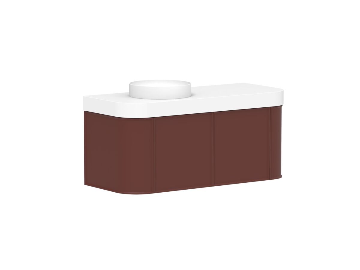 Reece Kado Era Double Curve All Door 1200mm Wall Hung Vanity Left Hand Basin 90mm Durasein Top