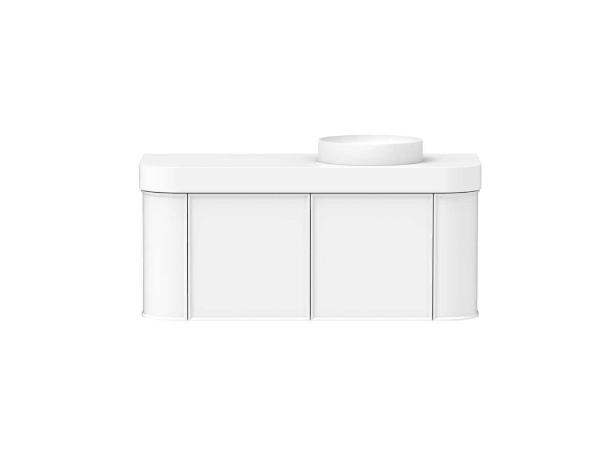 reece Kado Era Double Curve All Door 1200mm Wall Hung Vanity Right Hand Basin 90mm Durasein Top