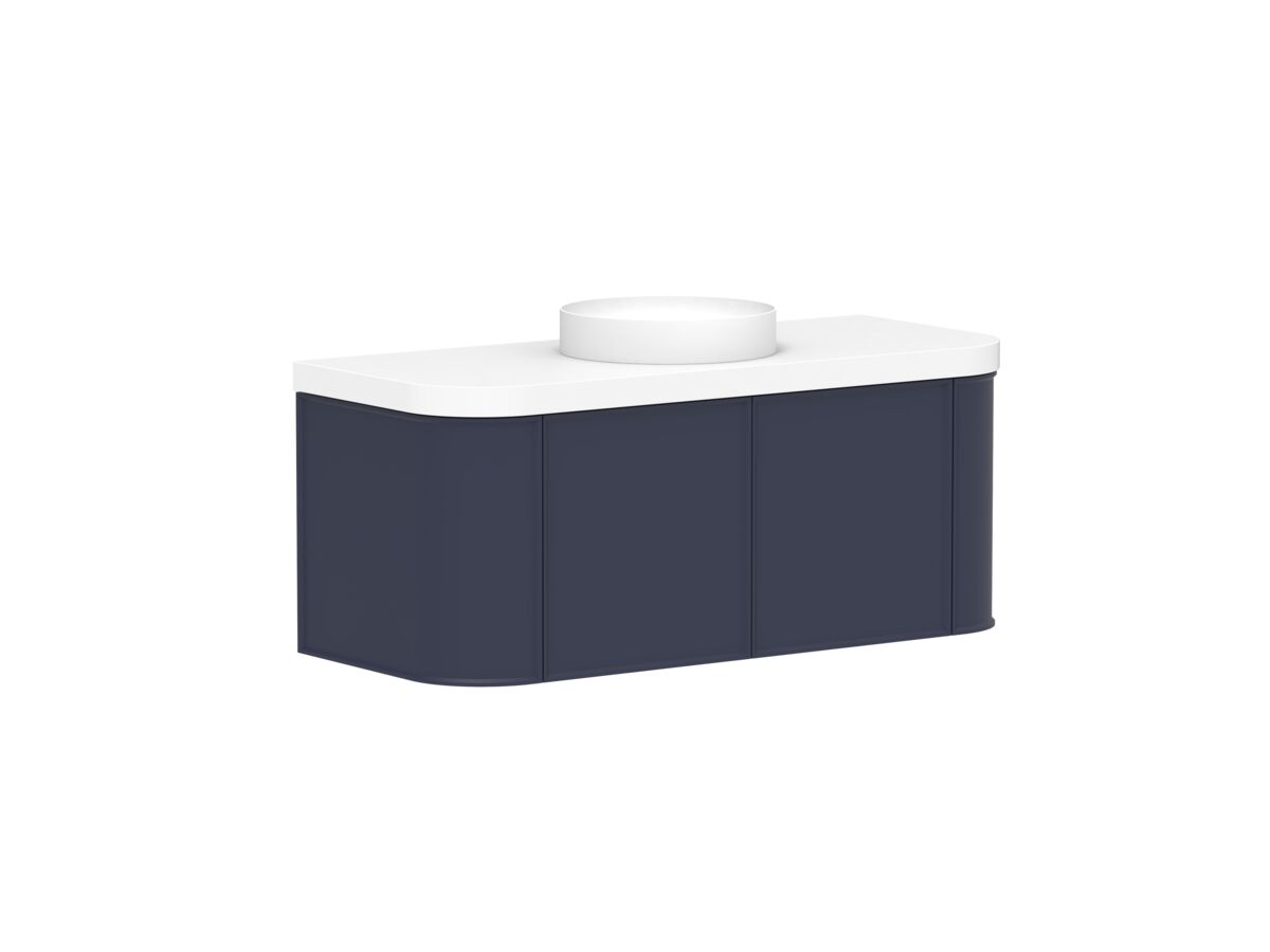 Reece Kado Era Double Curve All Door 1200mm Wall Hung Vanity Centre Basin 50mm Durasein Top