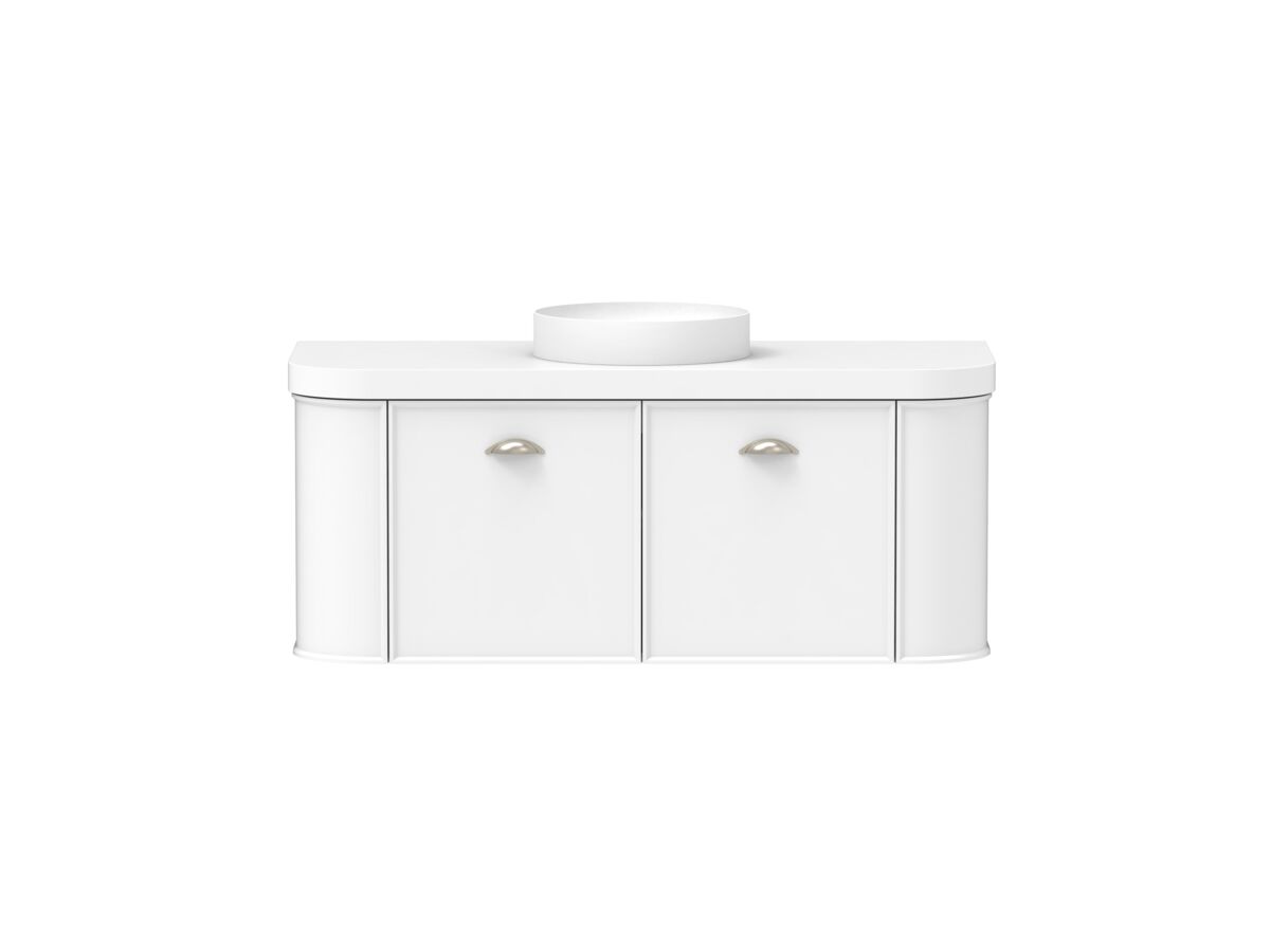 reece Kado Era Double Curve All Door 1200mm Wall Hung Vanity Centre Basin 50mm Durasein Top