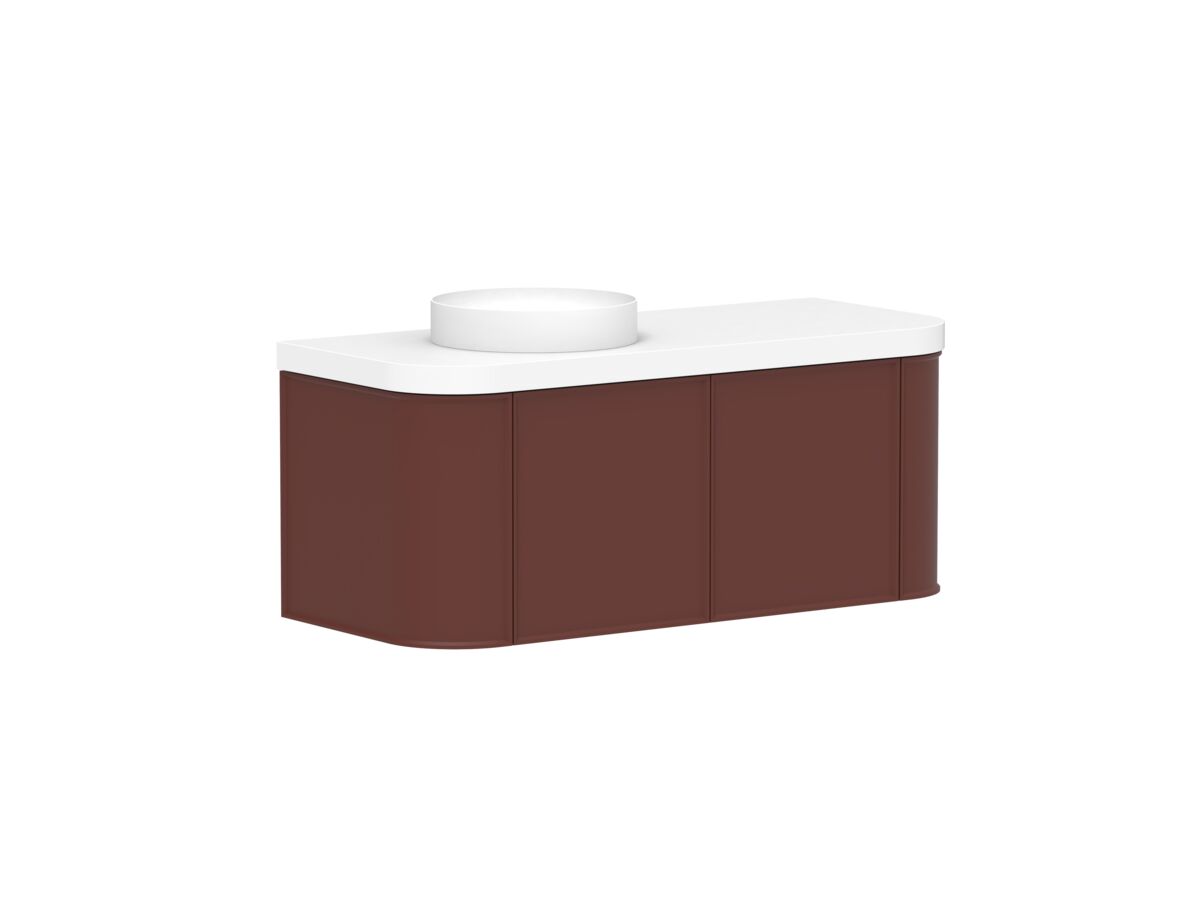 Reece Kado Era Double Curve All Door 1200mm Wall Hung Vanity Left Hand Basin 50mm Durasein Top