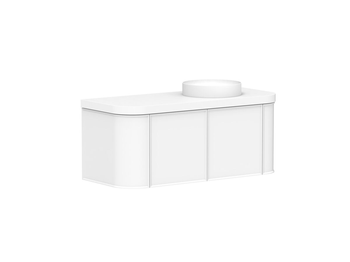 Reece Kado Era Double Curve All Door 1200mm Wall Hung Vanity Right Hand Basin 50mm Durasein Top