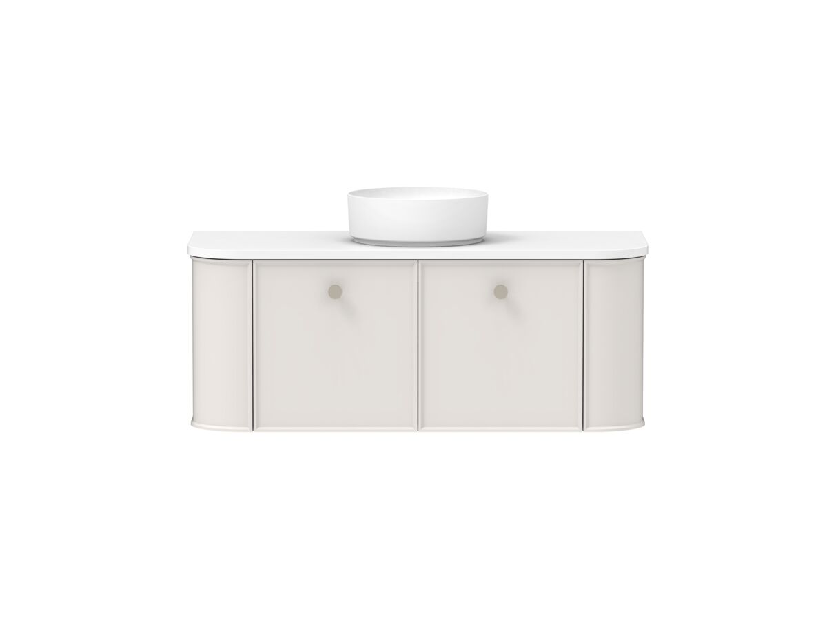 Reece Kado Era Double Curve All Door 1200mm Wall Hung Vanity With Centre Basin 20mm Caesarstone Mineral Top