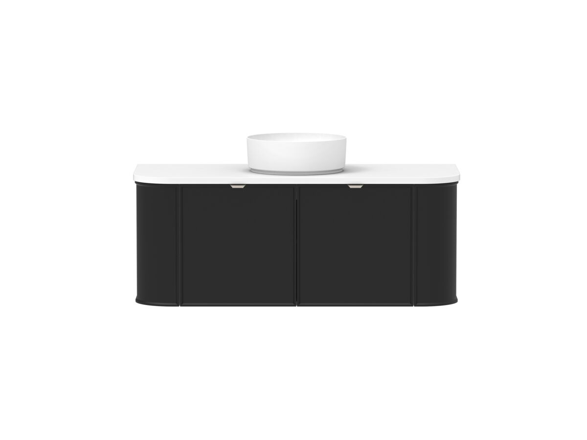Reece Kado Era Double Curve All Door 1200mm Wall Hung Vanity With Centre Basin 20mm Caesarstone Mineral Top