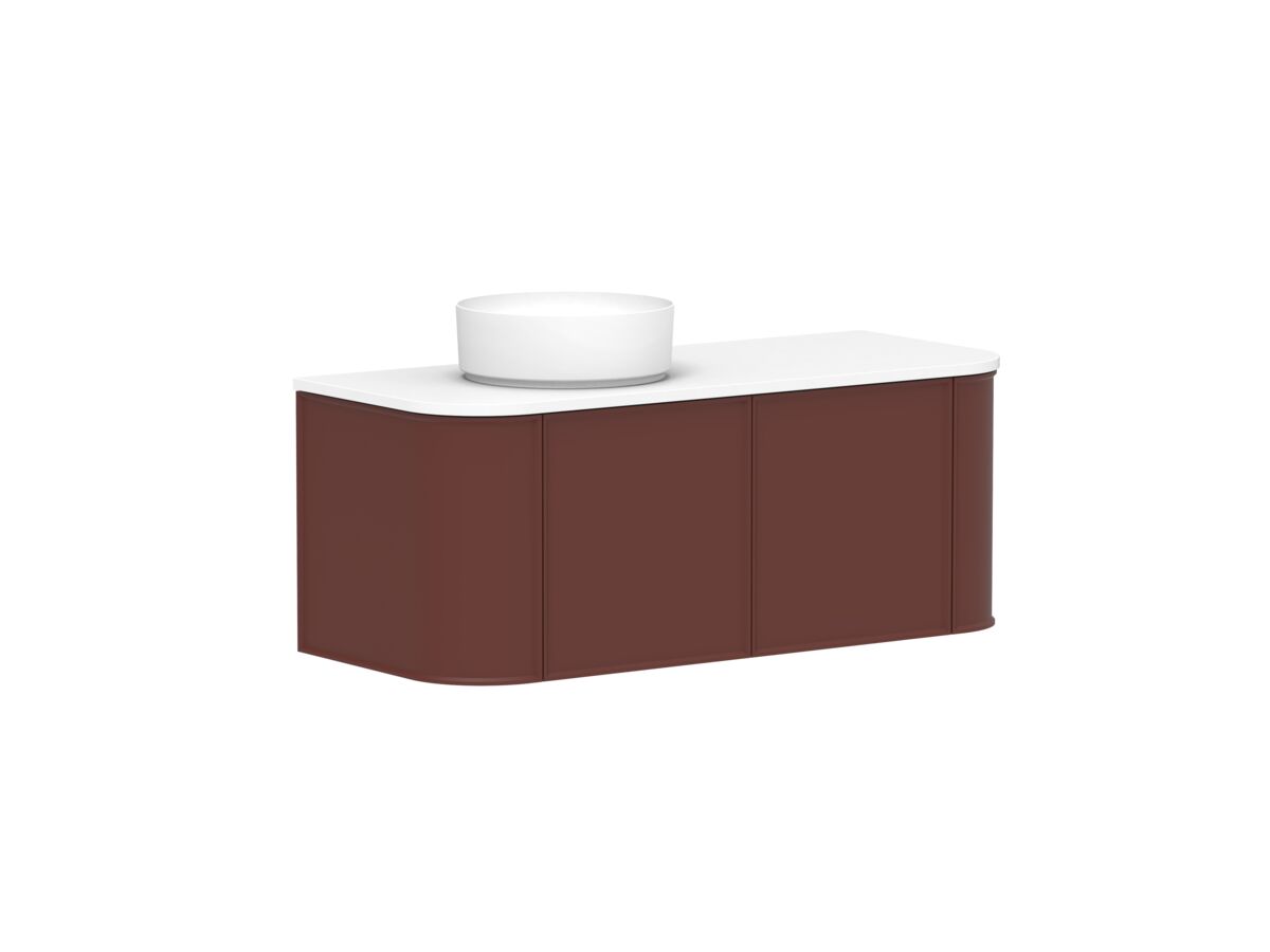 Reece Kado Era Double Curve All Door 1200mm Wall Hung Vanity With Left Hand Basin 20mm Caesarstone Mineral Top