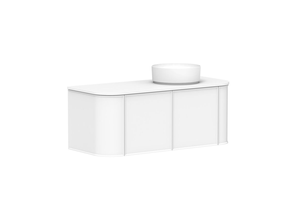 Reece Kado Era Double Curve All Door 1200mm Wall Hung Vanity With Right Hand Basin 20mm Cherry Pie Top