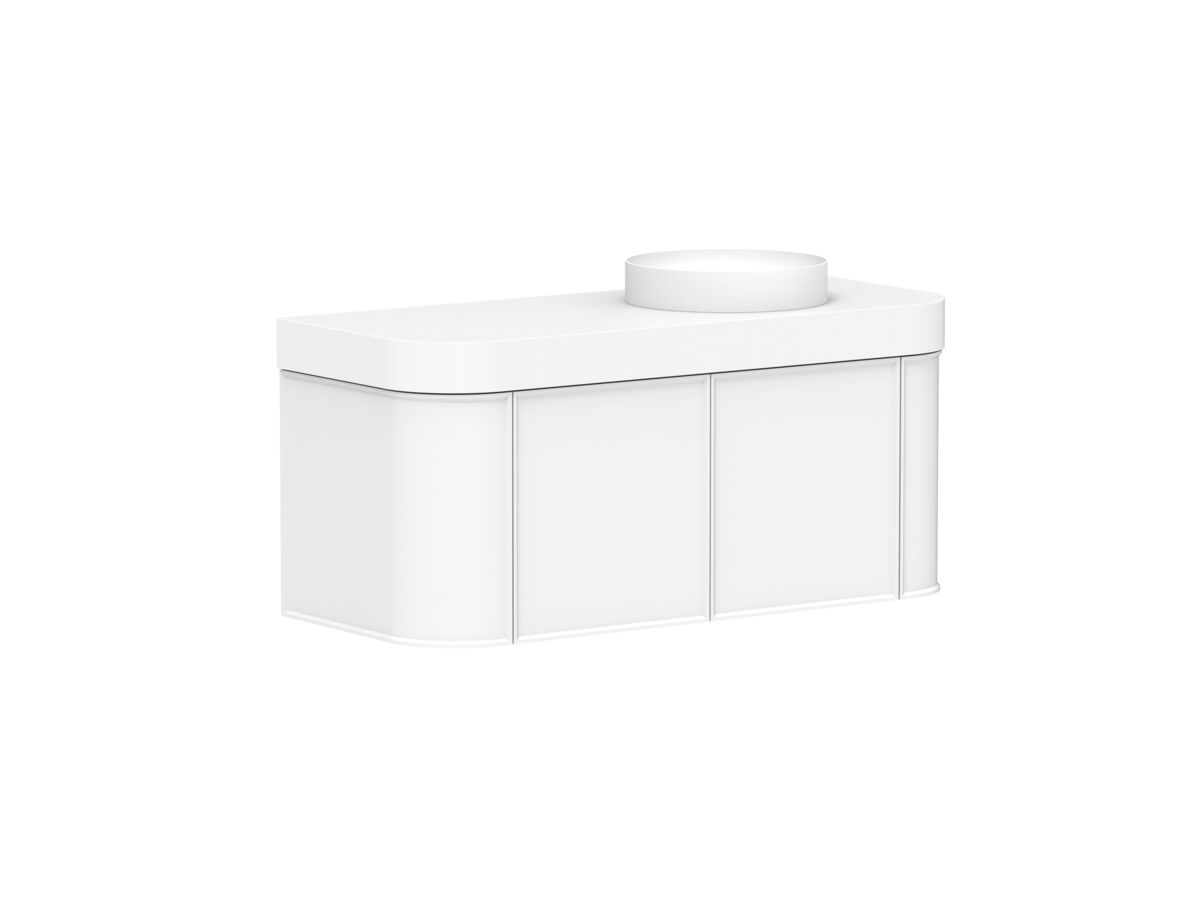 Reece Kado Era Double Curve All Door 1200mm Wall Hung Vanity Right Hand Basin 90mm Durasein Top