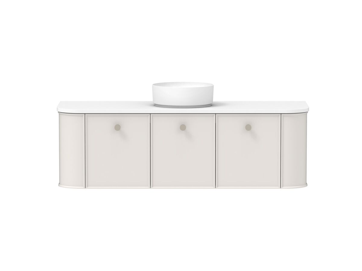 Reece Kado Era Double Curve All Door 1500mm Wall Hung Vanity With Centre Basin 20mm Cherry Pie Top