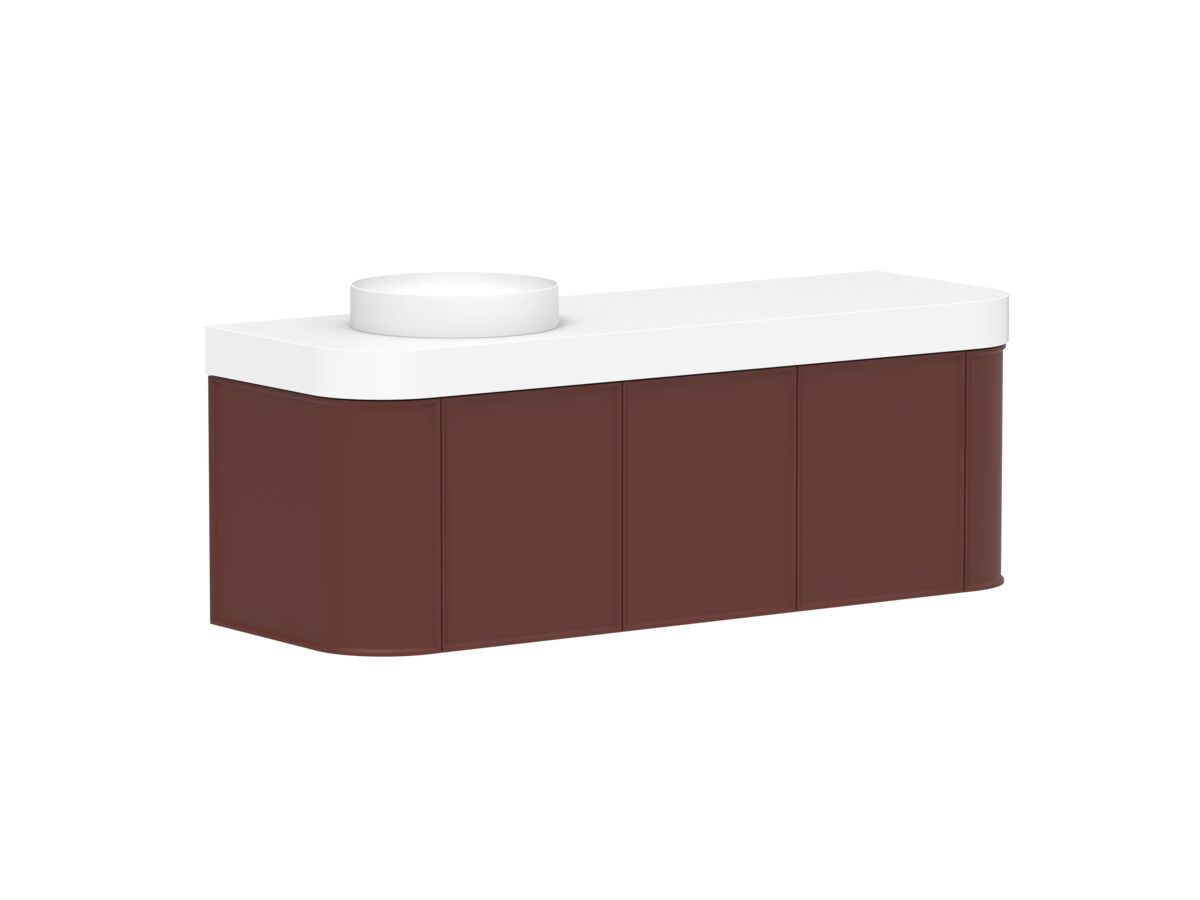 Reece Kado Era Double Curve All Door 1500mm Wall Hung Vanity Left Hand Basin 90mm Durasein Top