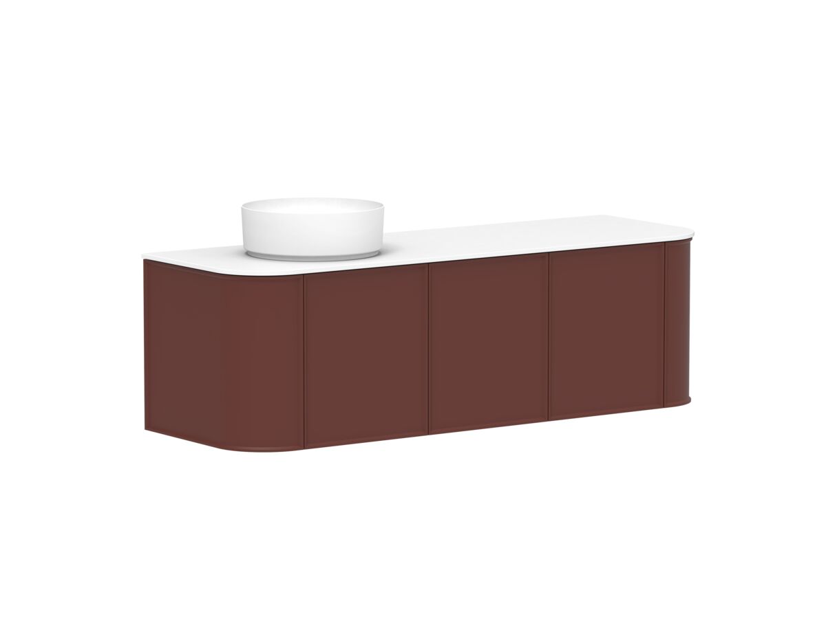 Reece Kado Era Double Curve All Door 1500mm Wall Hung Vanity With Left Hand Basin 12mm Durasein Top