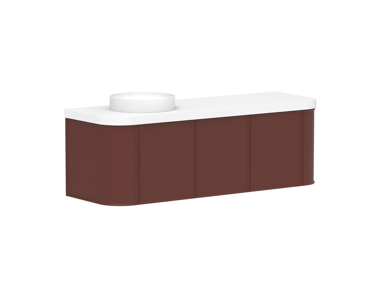 Reece Kado Era Double Curve All Door 1500mm Wall Hung Vanity Left Hand Basin 50mm Durasein Top