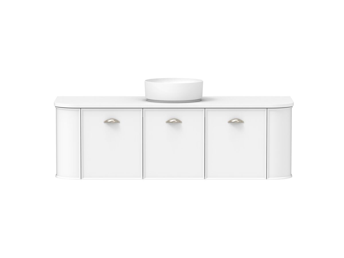 Reece Kado Era Double Curve All Door 1500mm Wall Hung Vanity With Centre Basin 20mm Caesarstone Mineral Top