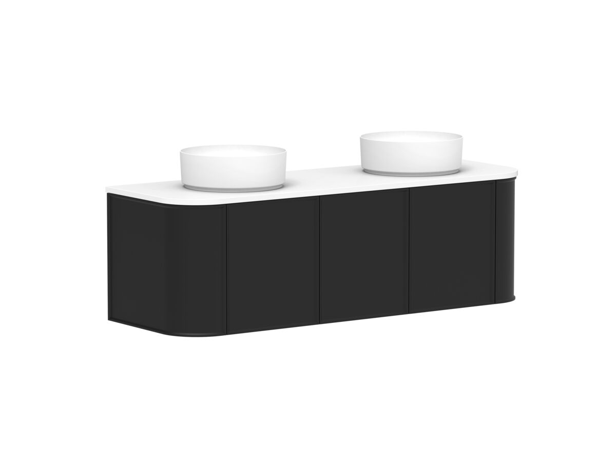 Reece Kado Era Double Curve All Door 1500mm Wall Hung Vanity With Double Basin 20mm Cherry Pie Top
