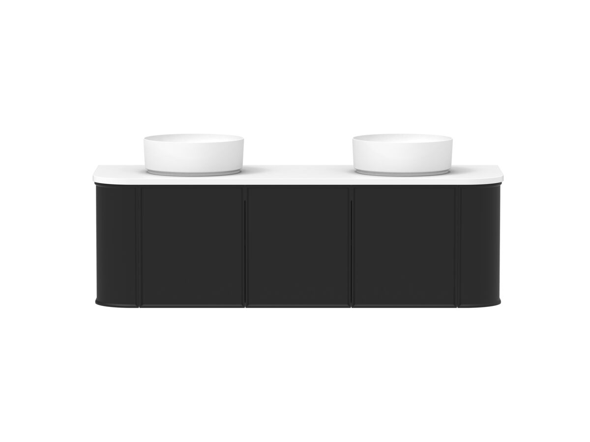 reece Kado Era Double Curve All Door 1500mm Wall Hung Vanity with Double Basin 20mm Caesarstone Mineral Top