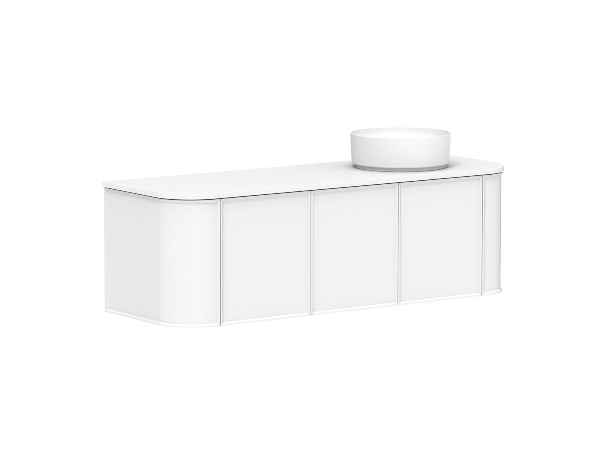 Reece Kado Era Double Curve All Door 1500mm Wall Hung Vanity With Right Hand Basin 20mm Caesarstone Mineral Top