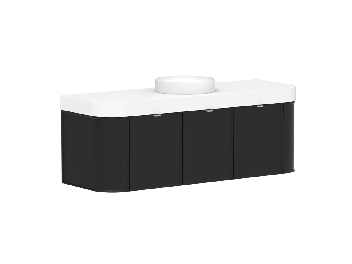 Reece Kado Era Double Curve All Door 1500mm Wall Hung Vanity Centre Basin 90mm Durasein Top