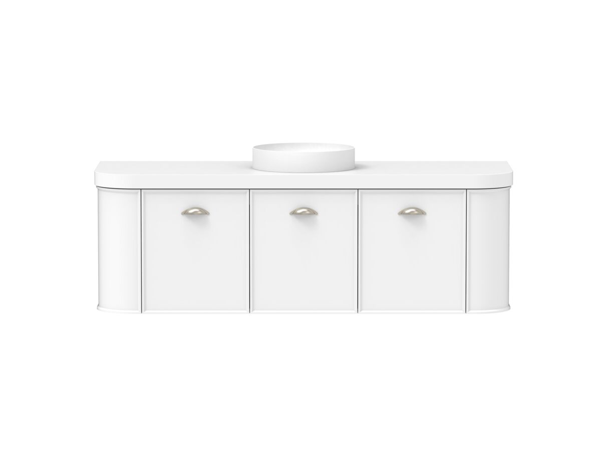 reece Kado Era Double Curve All Door 1500mm Wall Hung Vanity Centre Basin 50mm Durasein Top