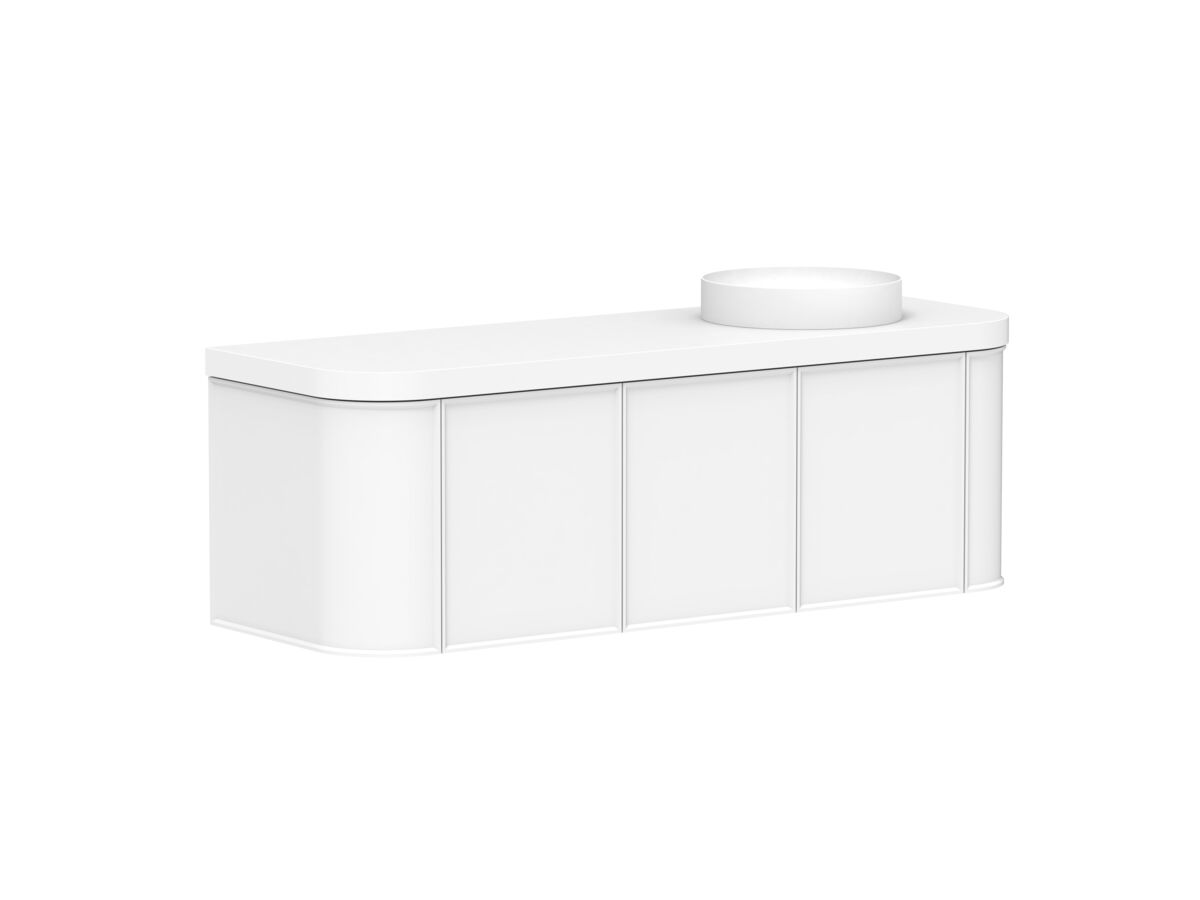 Reece Kado Era Double Curve All Door 1500mm Wall Hung Vanity Right Hand Basin 50mm Durasein Top