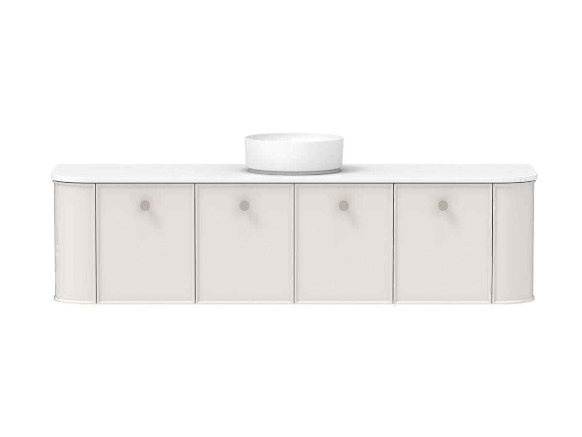 Reece Kado Era Double Curve All Door 1800mm Wall Hung Vanity With Centre Basin 20mm Caesarstone Mineral Top