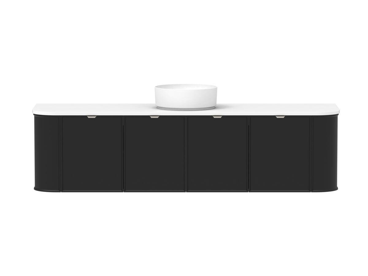 Reece Kado Era Double Curve All Door 1800mm Wall Hung Vanity With Centre Basin 20mm Caesarstone Mineral Top