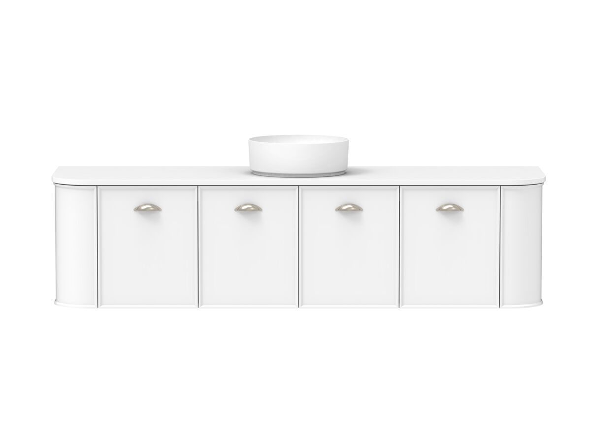 Reece Kado Era Double Curve All Door 1800mm Wall Hung Vanity With Centre Basin 20mm Cherry Pie Top