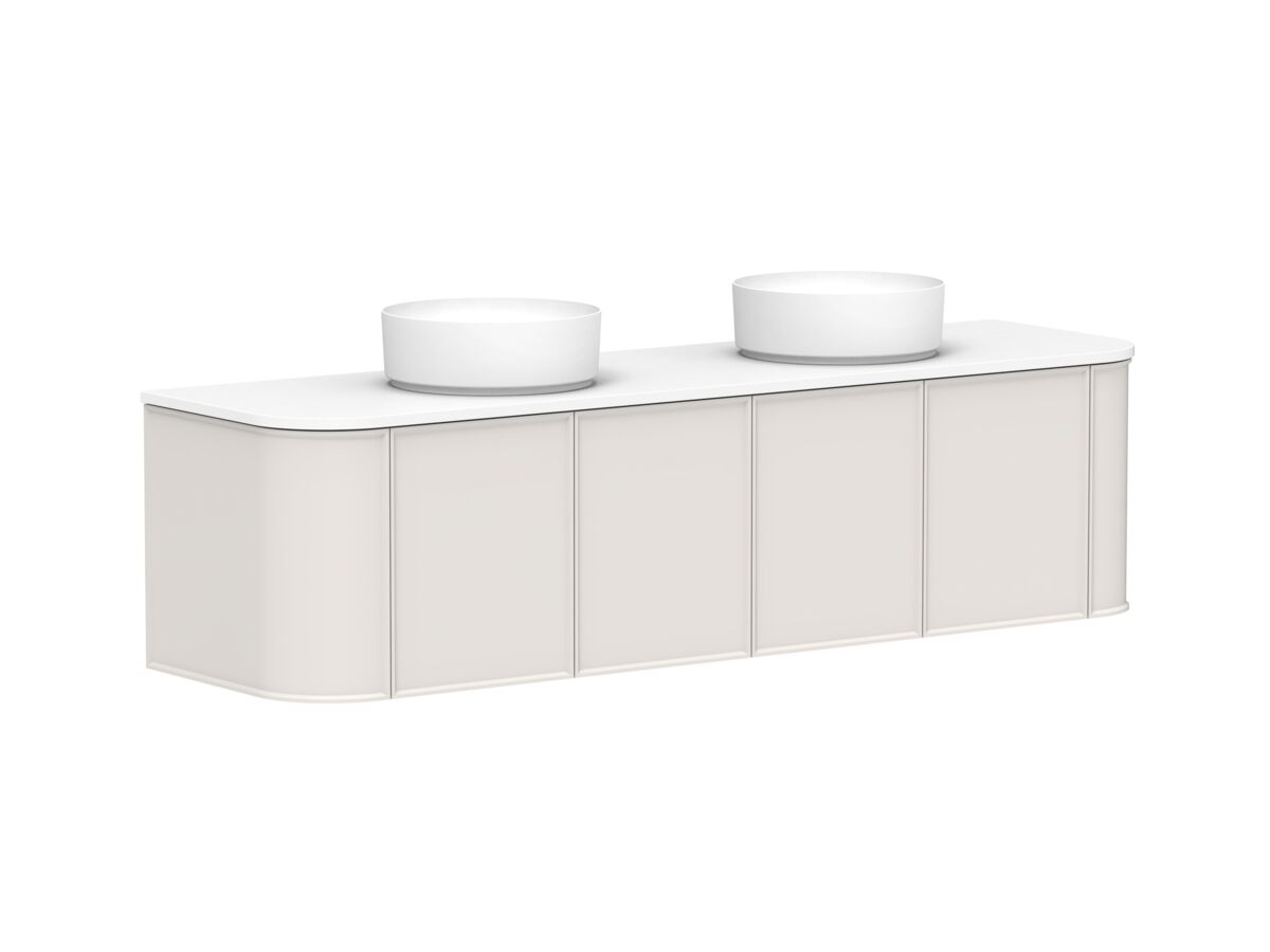 Reece Kado Era Double Curve All Door 1800mm Wall Hung Vanity With Double Basin 20mm Cherry Pie Top
