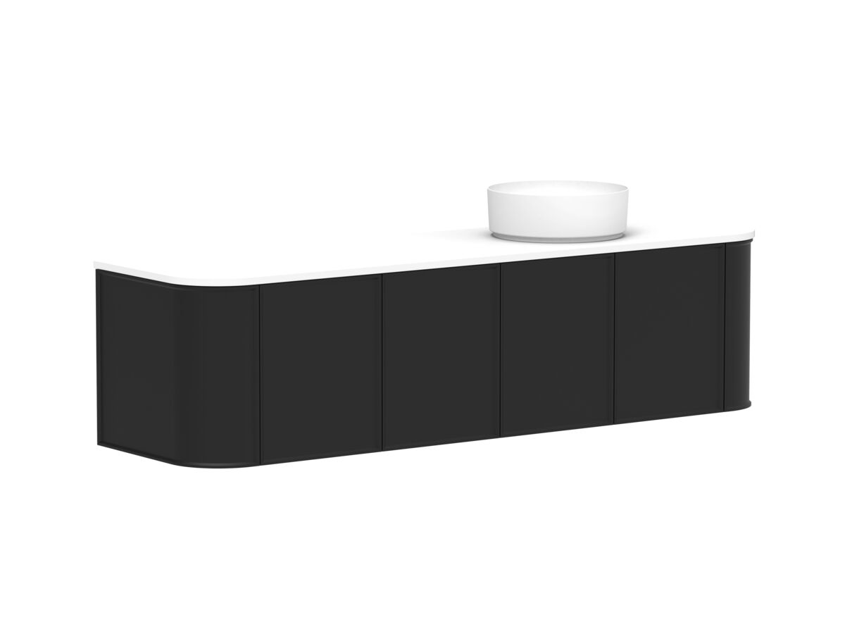 Reece Kado Era Double Curve All Door 1800mm Wall Hung Vanity With Right Hand Basin 20mm Caesarstone Mineral Top