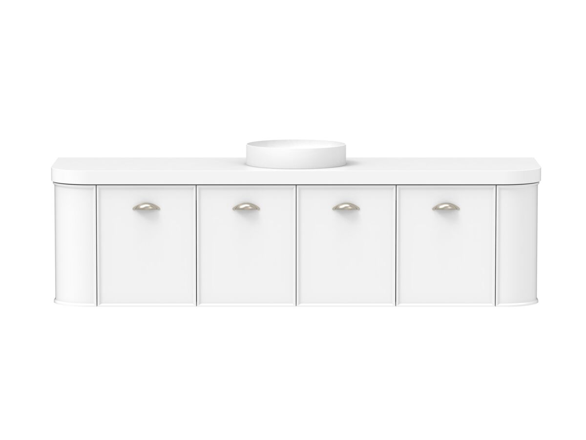 reece Kado Era Double Curve All Door 1800mm Wall Hung Vanity Centre Basin 50mm Durasein Top