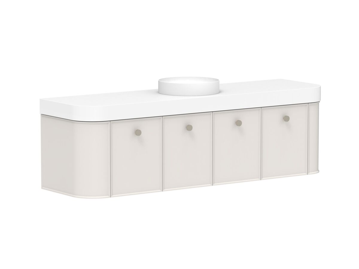 Reece Kado Era Double Curve All Door 1800mm Wall Hung Vanity Centre Basin 90mm Durasein Top