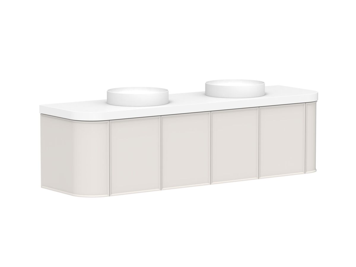 reece Kado Era Double Curve All Door 1800mm Wall Hung Vanity Double Basin 50mm Durasein Top