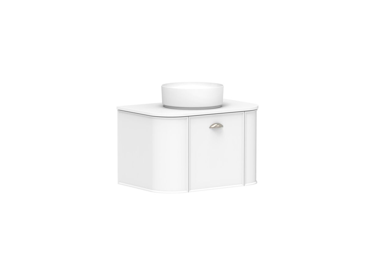 Reece Kado Era Double Curve All Door 750mm Wall Hung Vanity With Centre Basin 20mm Caesarstone Mineral Top