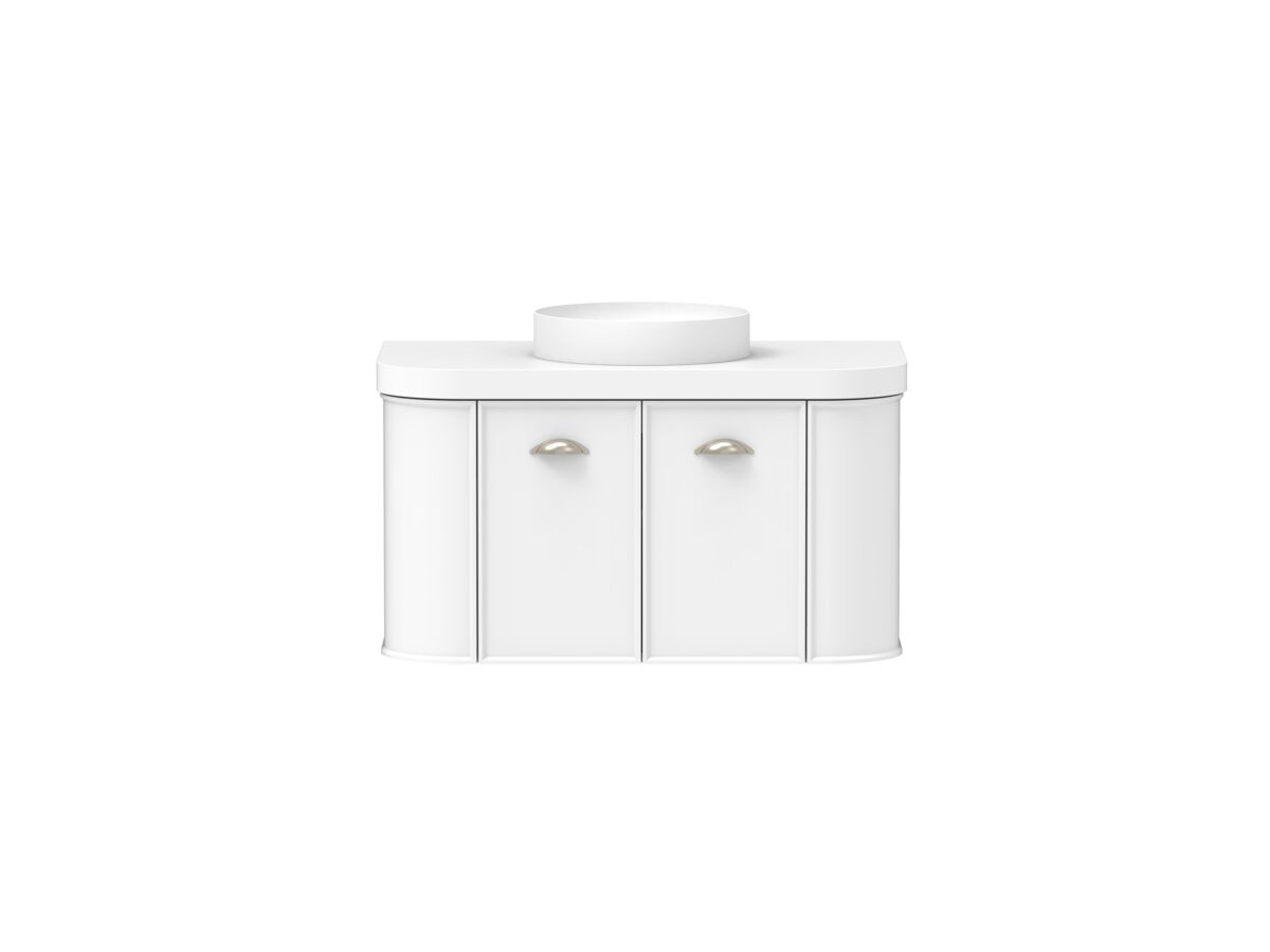 reece Kado Era Double Curve All Door 900mm Wall Hung Vanity Centre Basin 50mm Durasein Top