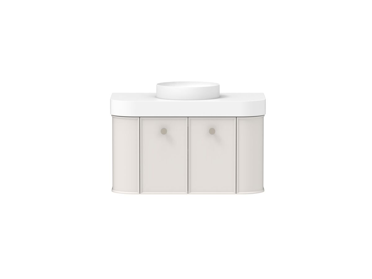 reece Kado Era Double Curve All Door 900mm Wall Hung Vanity Centre Basin 90mm Durasein Top