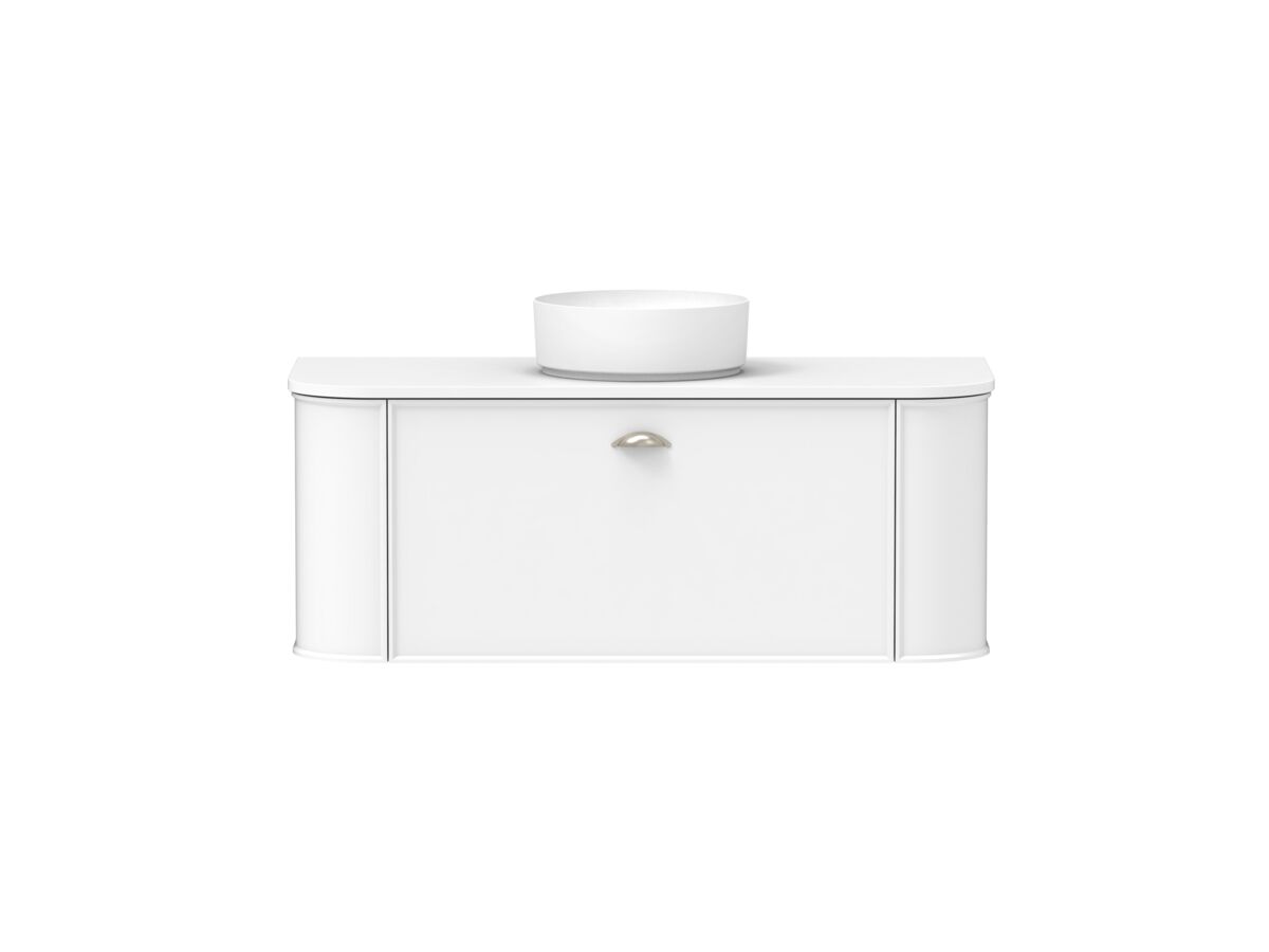 Reece Kado Era Double Curve All Drawer 1200mm Wall Hung Vanity With Centre Basin 20mm Caesarstone Mineral Top