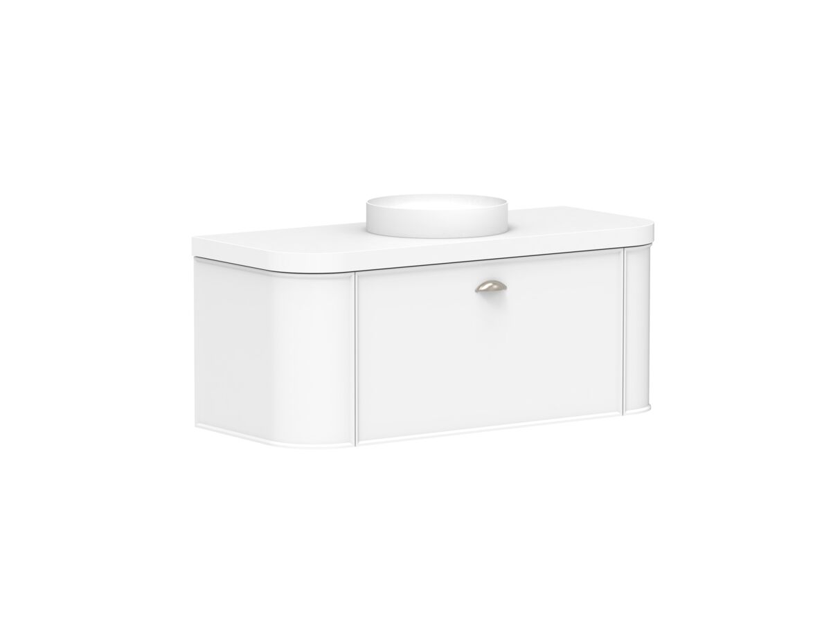 Reece Kado Era Double Curve All Drawer 1200mm Wall Hung Vanity Centre Basin 50mm Durasein Top