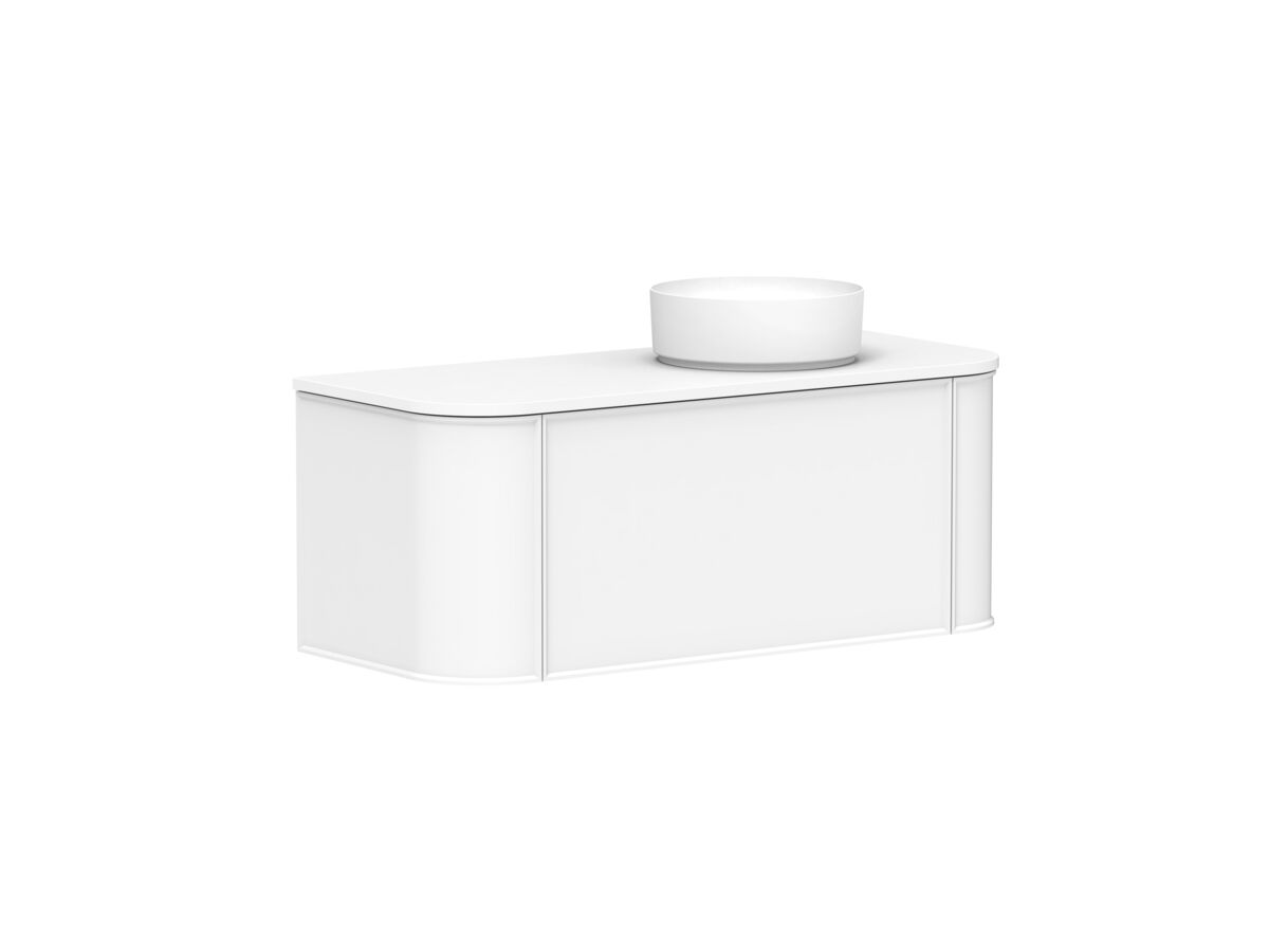 Reece Kado Era Double Curve All Drawer 1200mm Wall Hung Vanity With Right Hand Basin 20mm Caesarstone Mineral Top