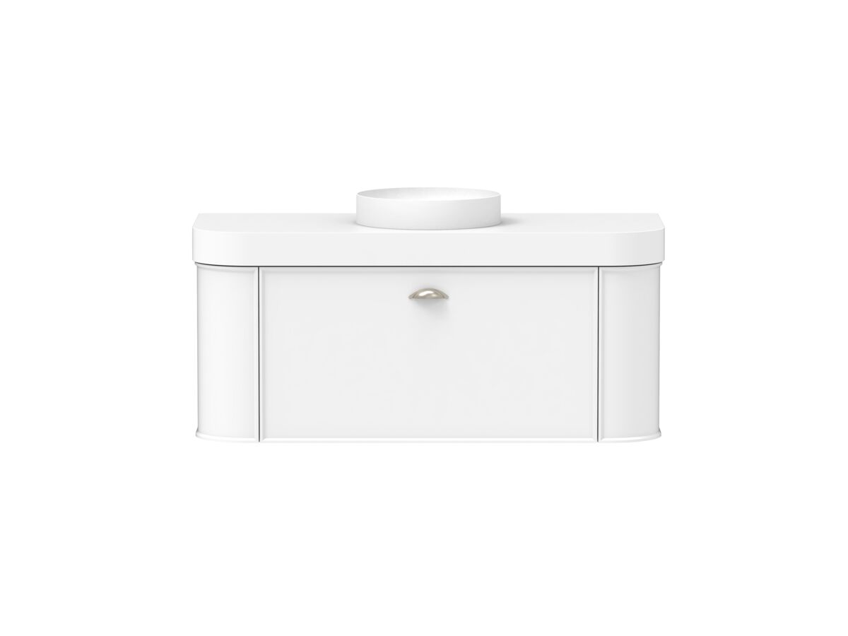 Reece Kado Era Double Curve All Drawer 1200mm Wall Hung Vanity Centre Basin 90mm Durasein Top