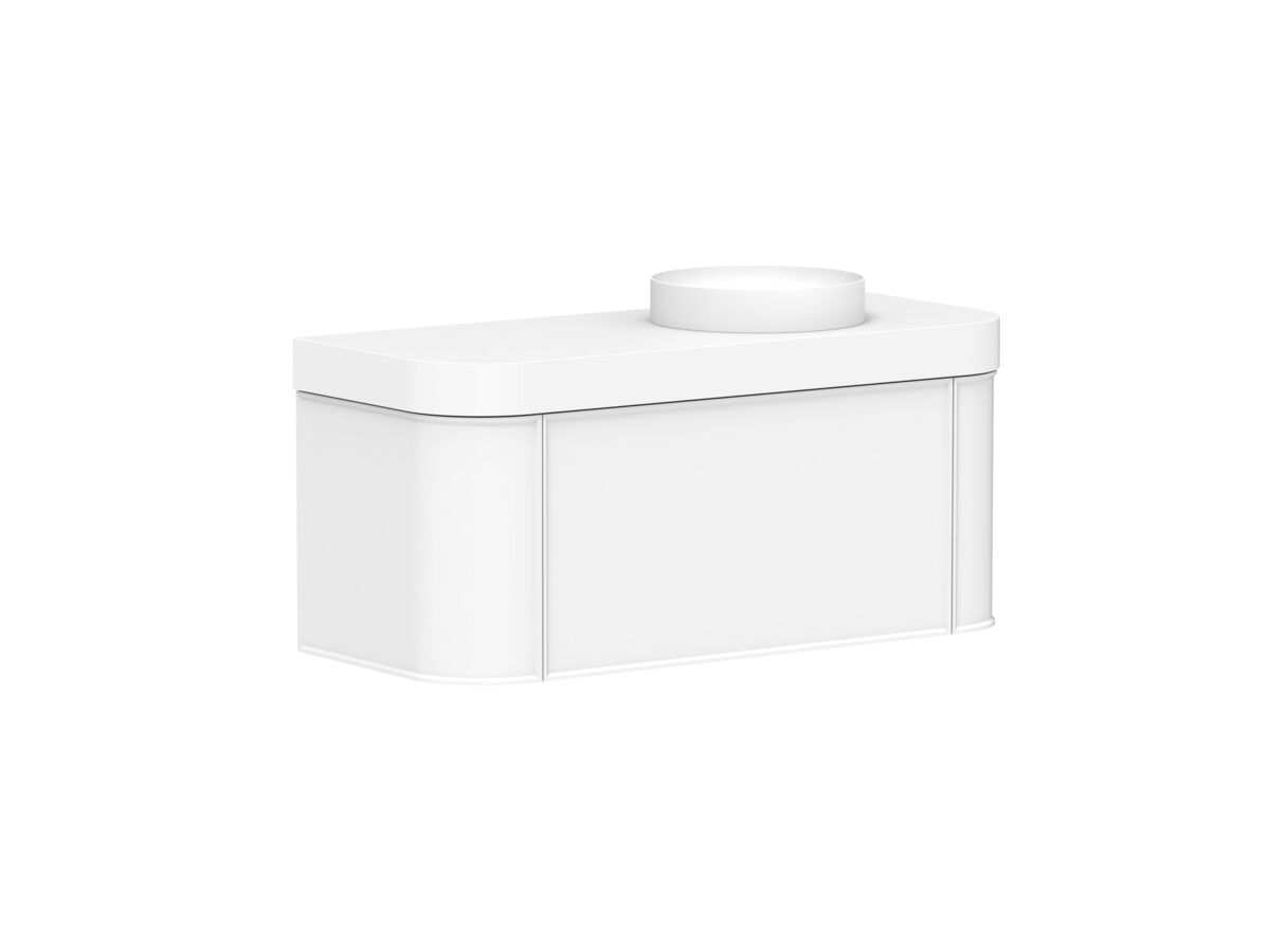 Reece Kado Era Double Curve All Drawer 1200mm Wall Hung Vanity Right Hand Basin 90mm Durasein Top